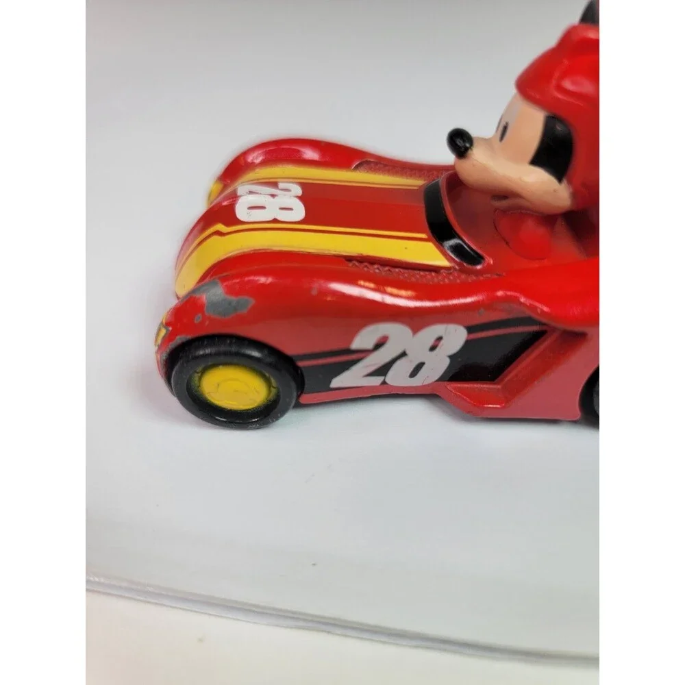 Disney Mickey Mouse Roadster Racer #28 Red Toy Car Just Play Pull Back